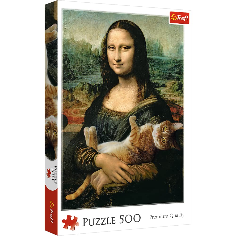 Amazon.com: Trefl Mona Lisa and purring Kitty 500 Piece Jigsaw